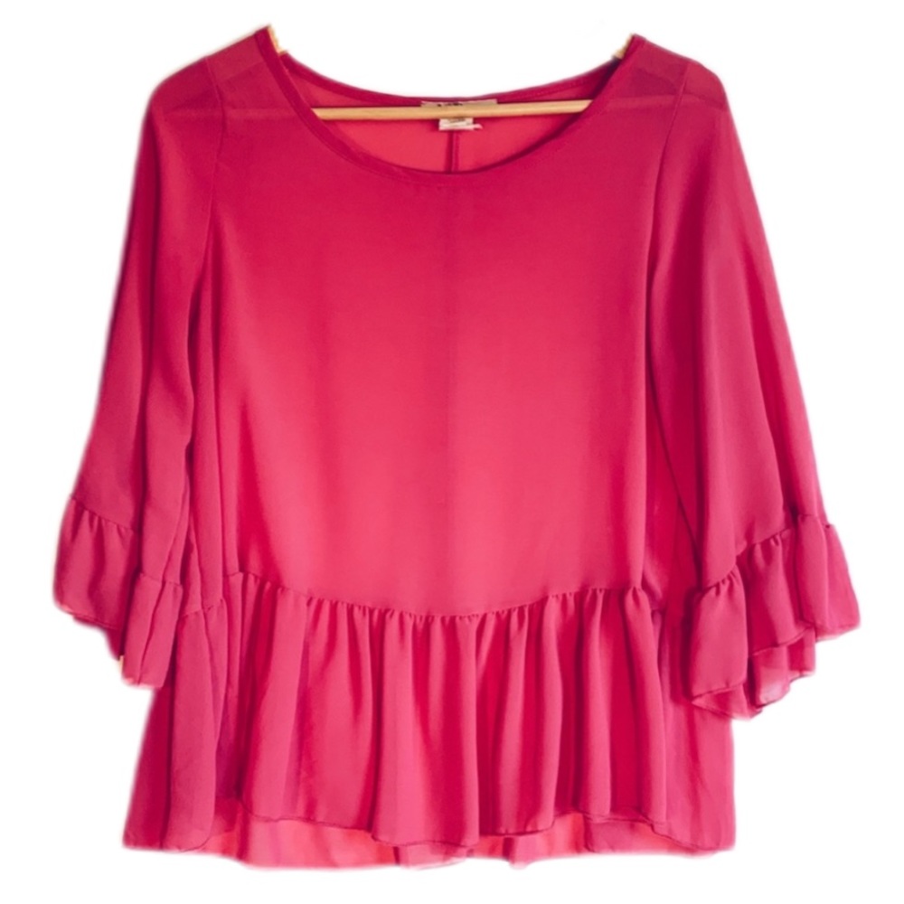 Francesca’s Pink Peplum Blouse